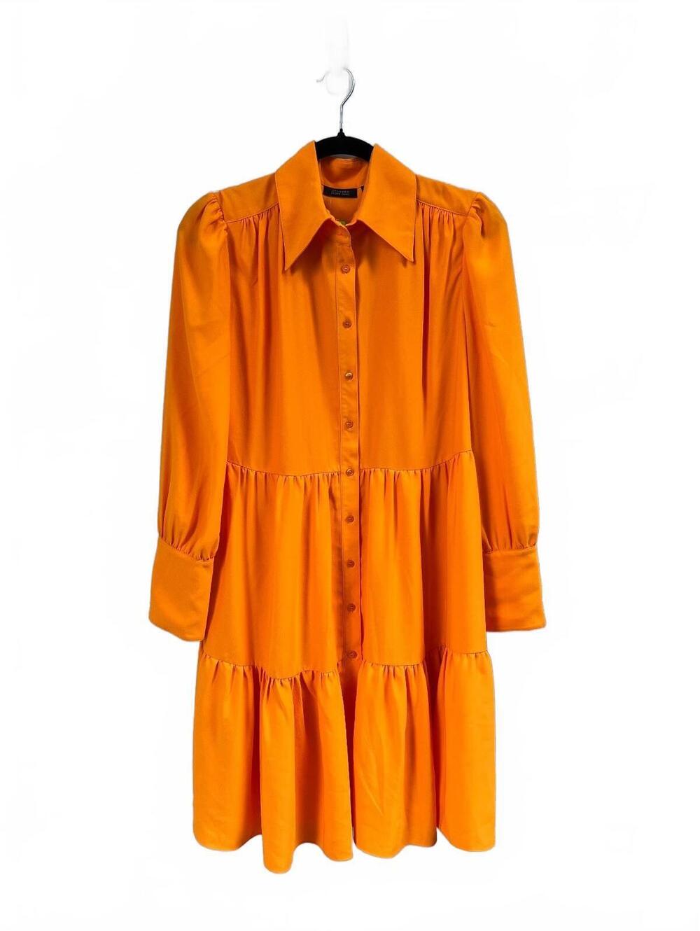 Halogen Bright Pumpkin orange long sleeve shirt dress Size 8 Halloween Fall